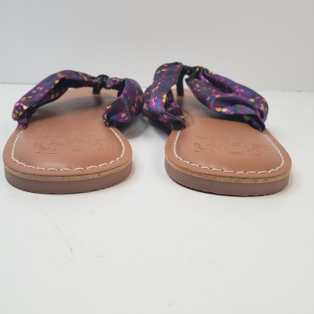 Matilda Jane Thong Sandals 7 Purple Floral Satin Open Toe Beach Flip Flop Slides - Picture 5 of 11
